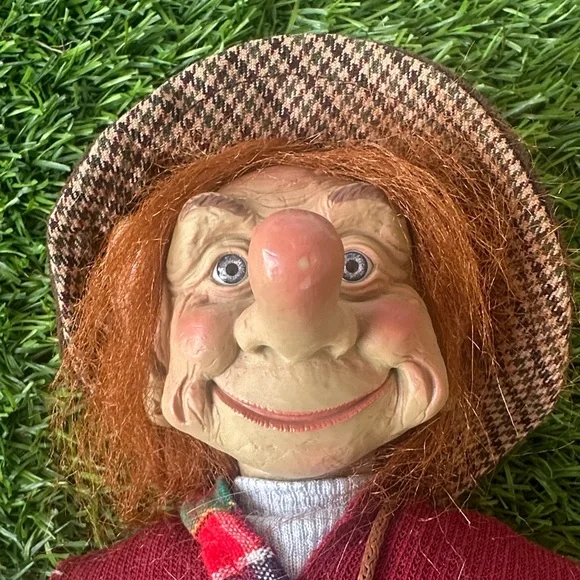 Elf Doll with Red and Green Plaid Outfit Sculpture